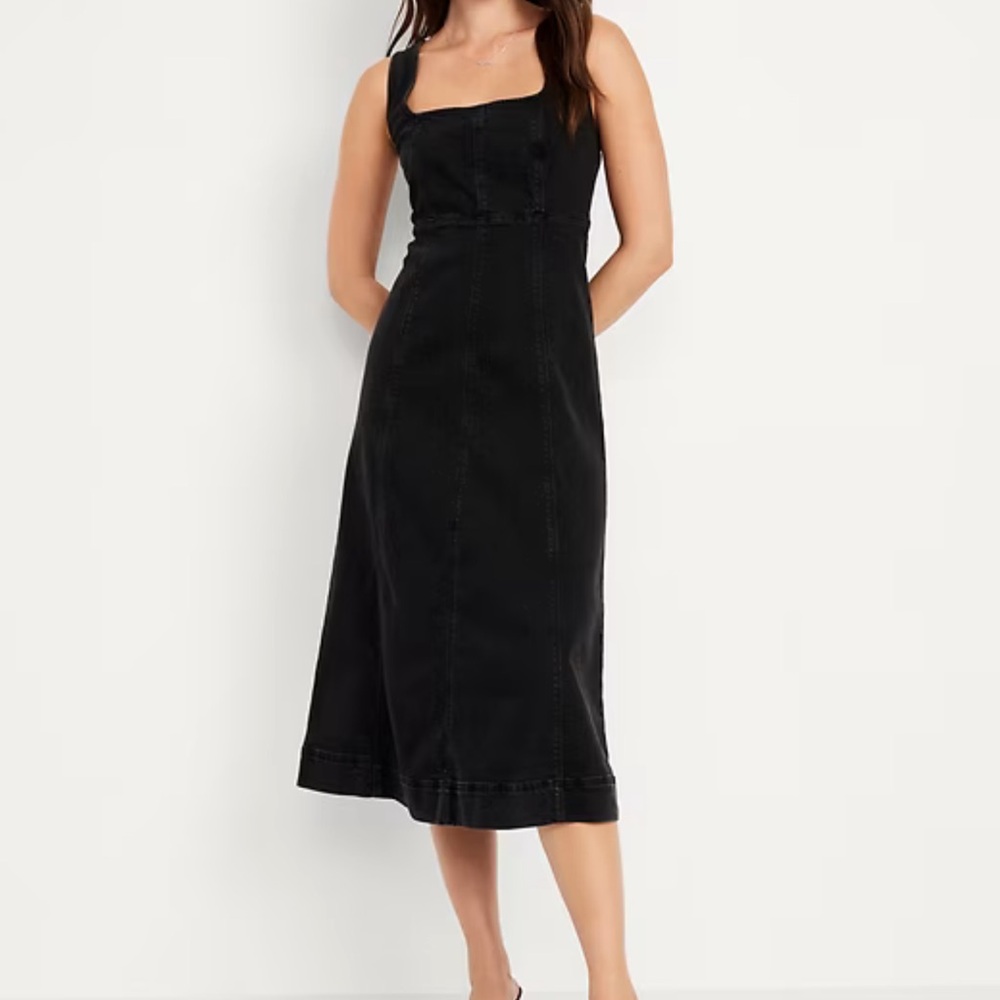 Old Navy Dark Blue Denim Midi Dress